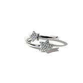 Ring 2 Stars 18K white gold pavé with zircons